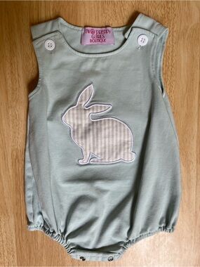 Mint Bunny smocked romper